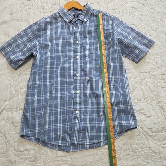 George Men's Classic Fit Blue Plaid Button Down Short Sleeve Casual Shirt Size M - Picture 5 of 6